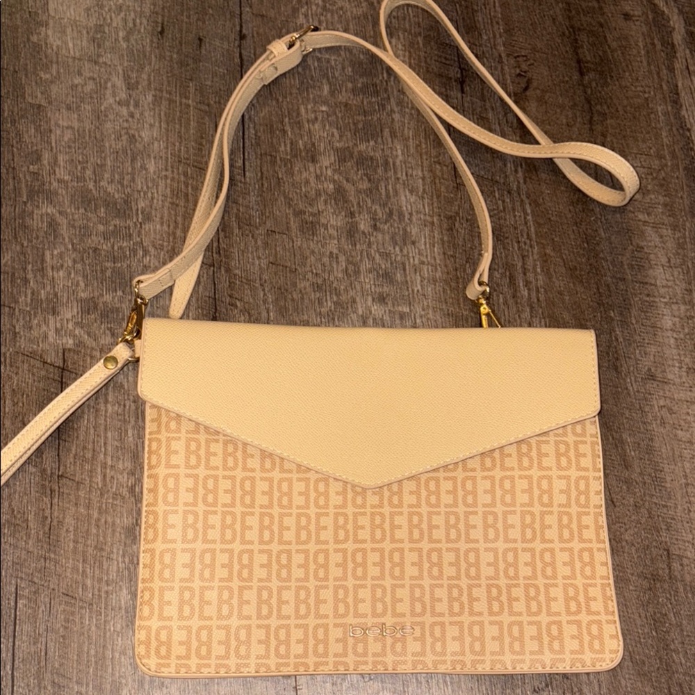 Bebe Cream Crossbody Bag with Geometric Design